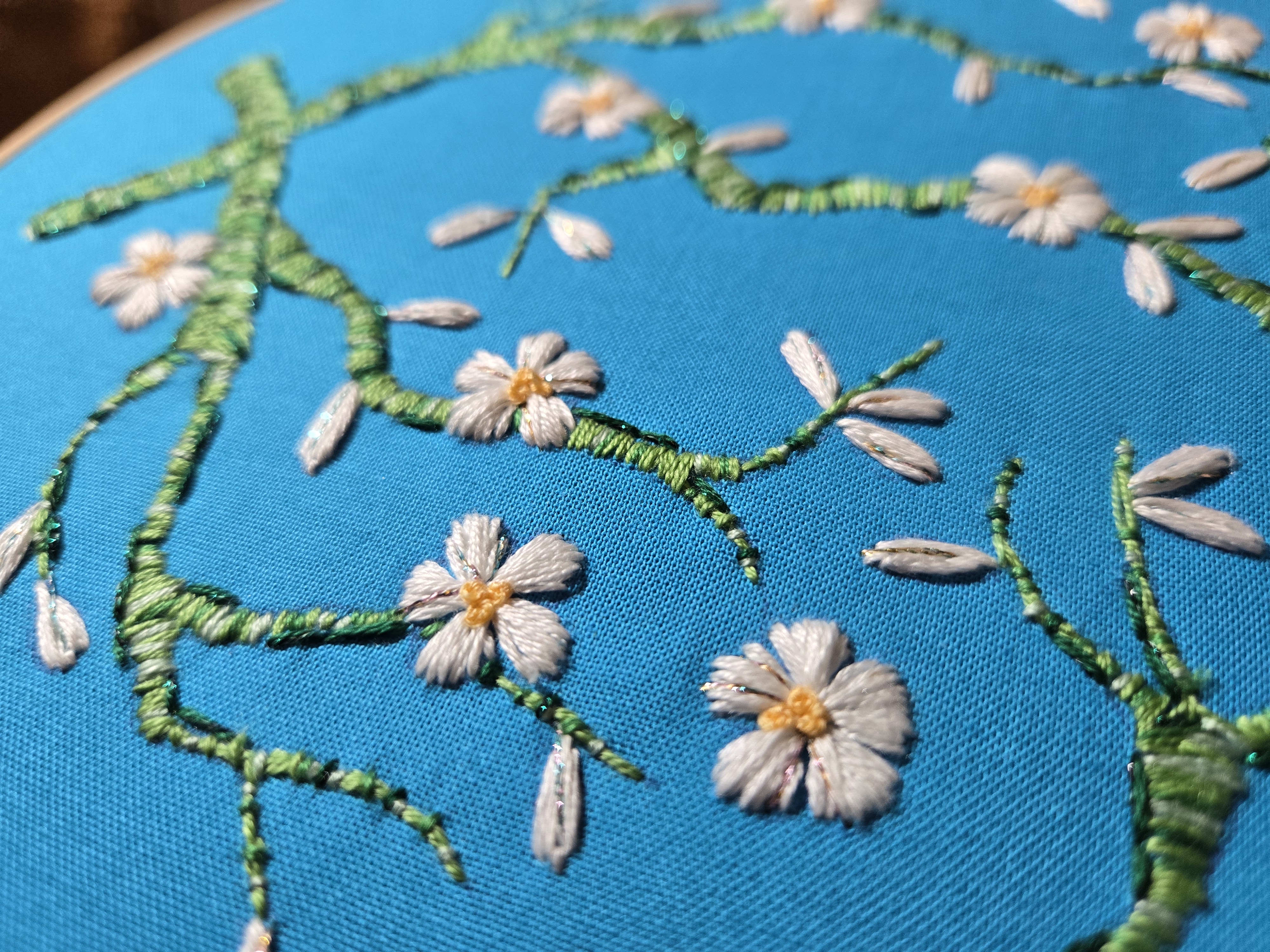 Almond blossom embroidery artwork